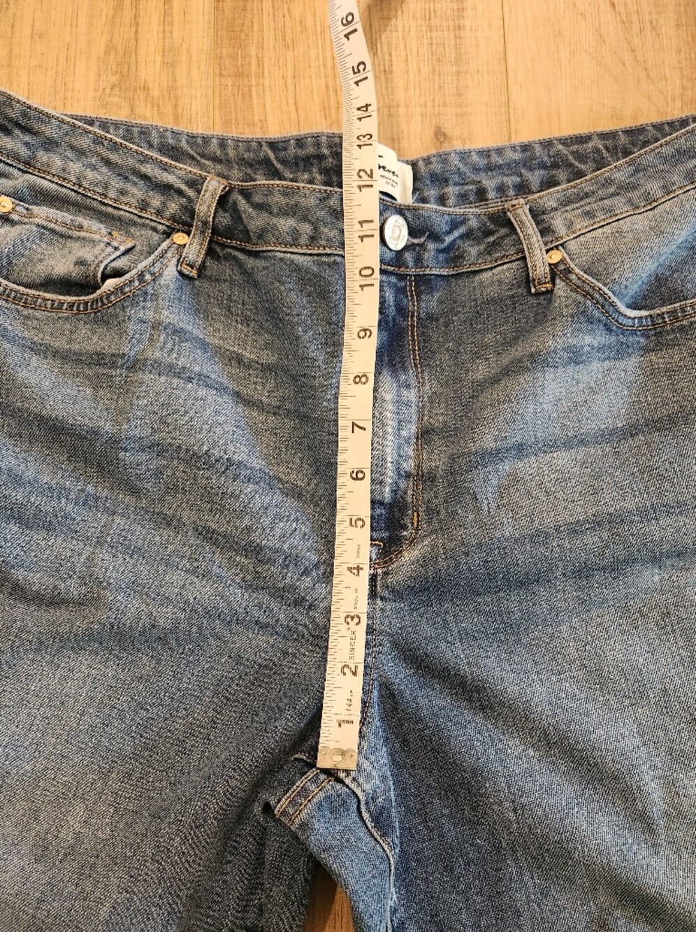 Seven7 Loose Straight Jeans Womens Size 16 Blue Medium Wash Denim Stretch - Picture 10 of 12